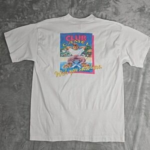 VTG 1992 Club Camel Member Wish You Were Here‎ Tshirt White Joe Camel